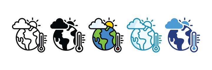 Global Warming Icon Set Multiple Style Collection