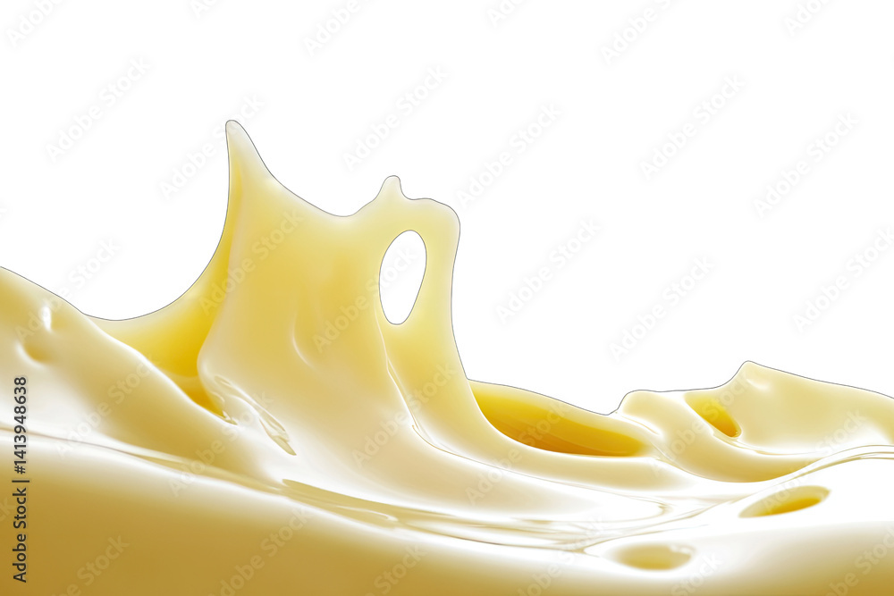 Fototapete smooth creamy splash of a yellow liquid resembling melted butter or a similar substance creating a d