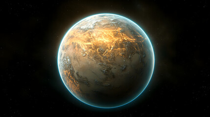 Fototapeta premium Digital Rendering of a Glowing Planet at Night