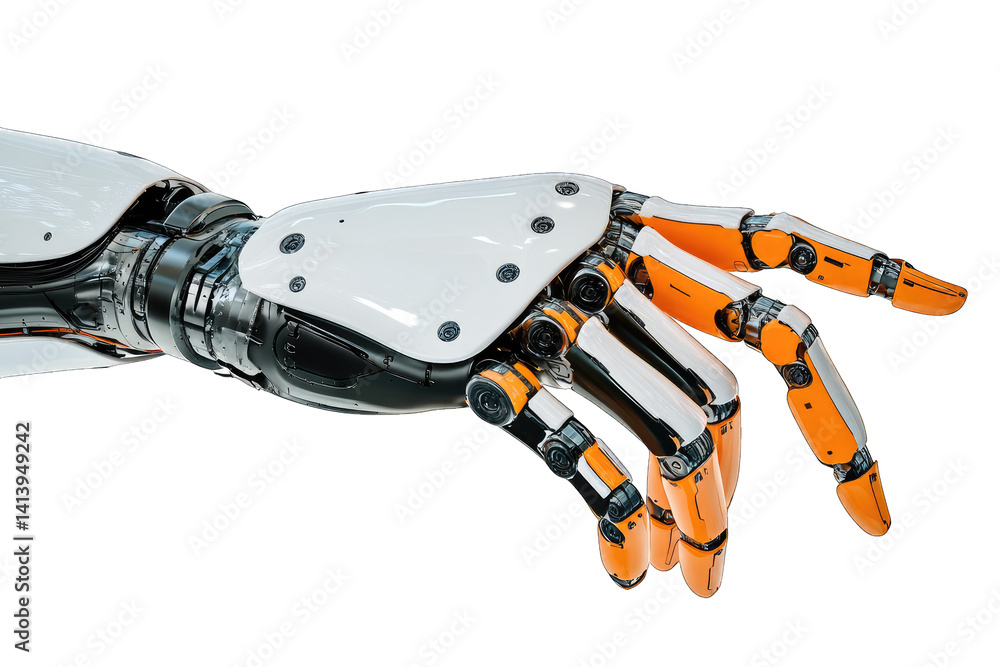 Aufkleber close-up a robotic hand showcasing its intricate design and mechanical components highlighting advan