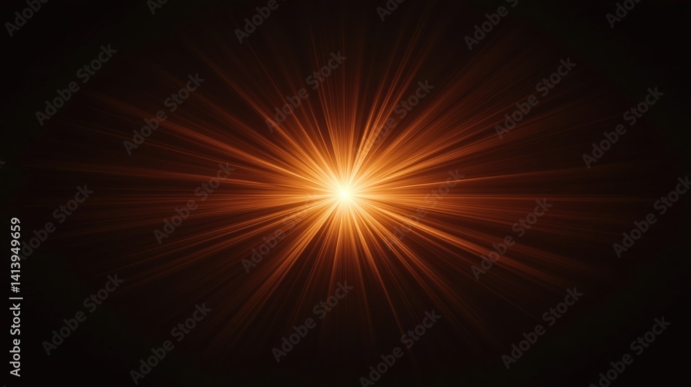 Poster a radiant burst of light emanating from a central point, creating a striking starburst effect agains