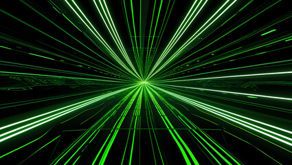 Obraz premium centered green light beam composition