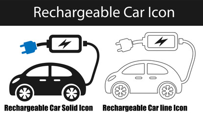 Obraz premium Rechargeable Car Icon in Silhouette on White Background.