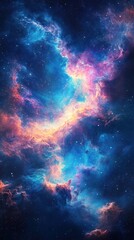 Fototapeta premium Cosmic nebula clouds, vibrant colors in deep space