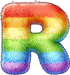 Obraz premium Watercolor Pride Month Fluffy Rainbow Alphabet Letter R Clipart. Hand Drawn LGBTQ Rainbow Alphabet Letter R Perfect for Nursery, Educational Design, Inclusive Art Projects, Decor, and Learning Tools.