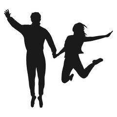 Romantic Love Couple Silhouette. Flat Vector Illustration