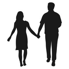 Romantic Love Couple Silhouette. Flat Vector Illustration