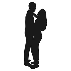 Romantic Love Couple Silhouette. Flat Vector Illustration
