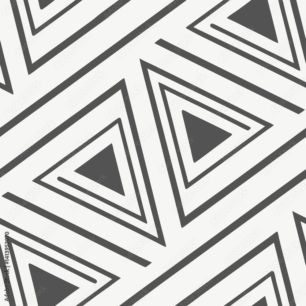 Poster Seamless vector pattern of triangular shapes in monochrome style  