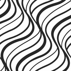 Black and White Wavy Lines Seamless Vector Pattern  
