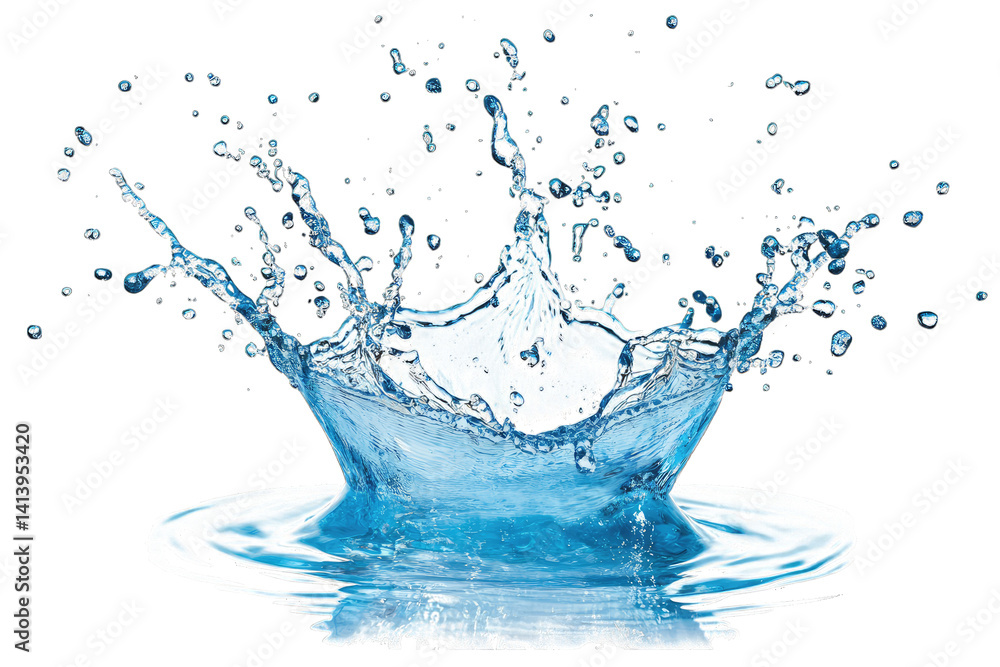 Poster a dynamic splash of water creates a visually striking effect against a white background showcasing t