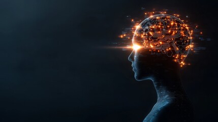 Obraz premium Futuristic digital brain with glowing circuitry