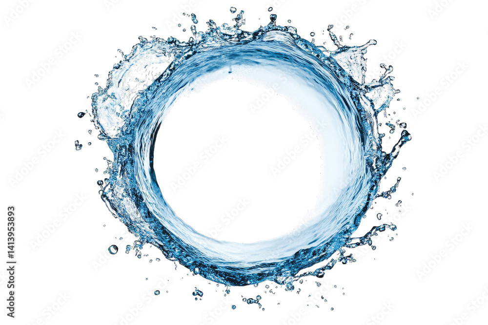 Fototapete a circular splash of water creating a dynamic and refreshing visual effect that suggests movement an