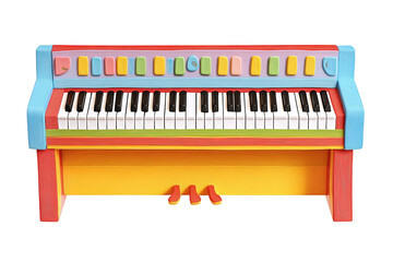 Fototapeta premium Colorful piano with rainbow hues; whimsical toy-like design