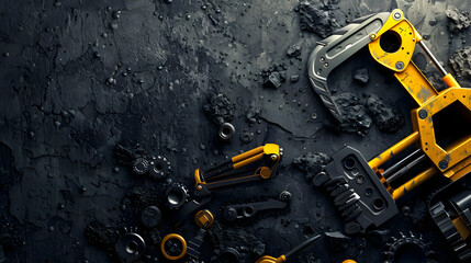 A close up shot showing construction and mechanical elements