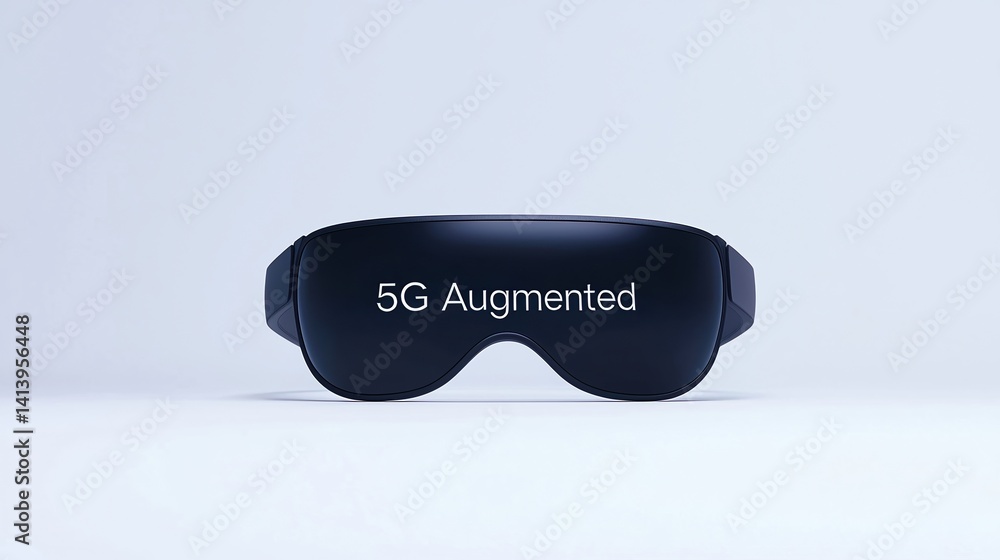 Poster a sleek pair of augmented reality glasses featuring the text 