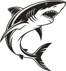 shark vector silhouette black color for animal element idea