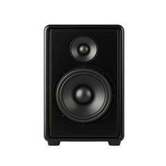 Fototapeta premium Modern black professional studio monitor speaker with high fidelity sound isolated design for music production and audio playback in different environments on transparent background