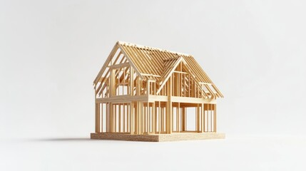 New Home Construction: Wooden Frame House Model