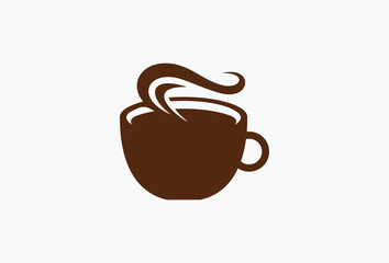 Hot Cup Silhouette of Coffee Icon Logo Design