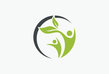 Fototapeta premium People Person Green Leaf Nature Health Lifestyle Logo Design Element