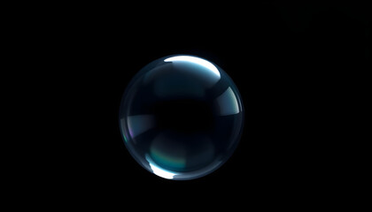 glass ball in the dark with a black background
