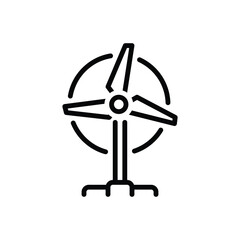 Black line icon for turbine