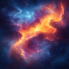 Obraz premium Bright nebula galaxy with glowing colors and starry cosmic formation picture