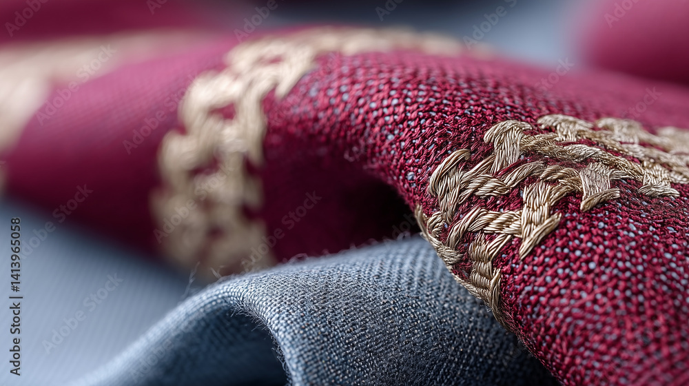 Poster elegant textile texture: an intricate display of luxurious textiles, with close-up shots featuring a