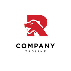 Letter R T-Rex Dino Logo Icon Vector