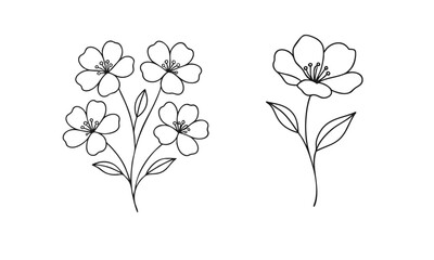 Minimalist Flower Line Drawing – Black Ink on White Background