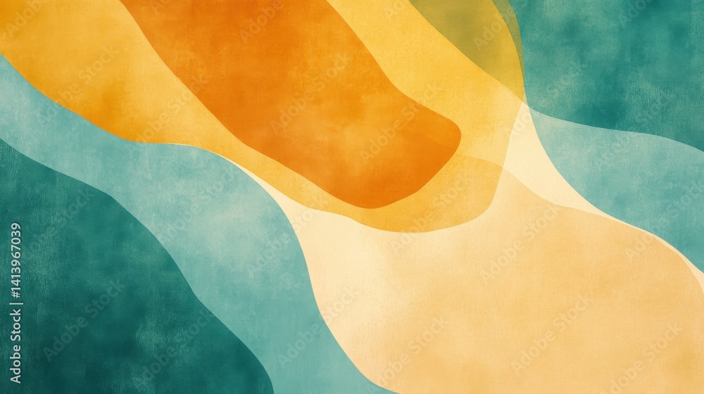 Aufkleber serene abstract layers: gentle waves of amber and teal for calm and sophisticated designs