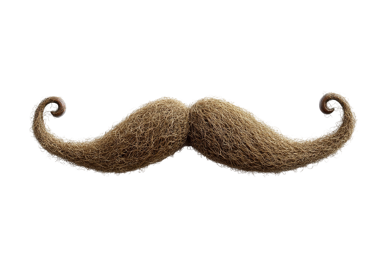 Upward-curled light brown mustache against a transparent background