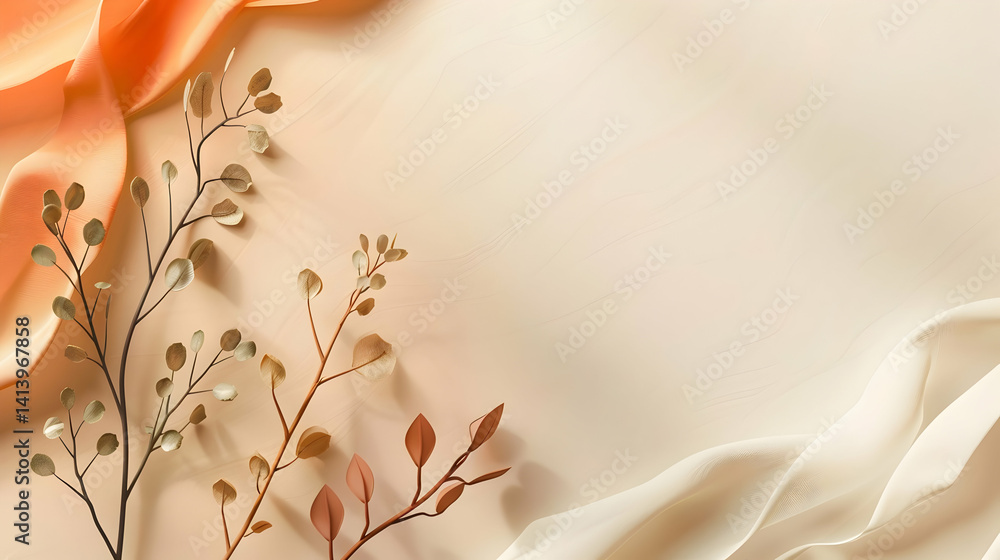 Aufkleber abstract image featuring flowing fabrics and botanical elements gracefully arranged