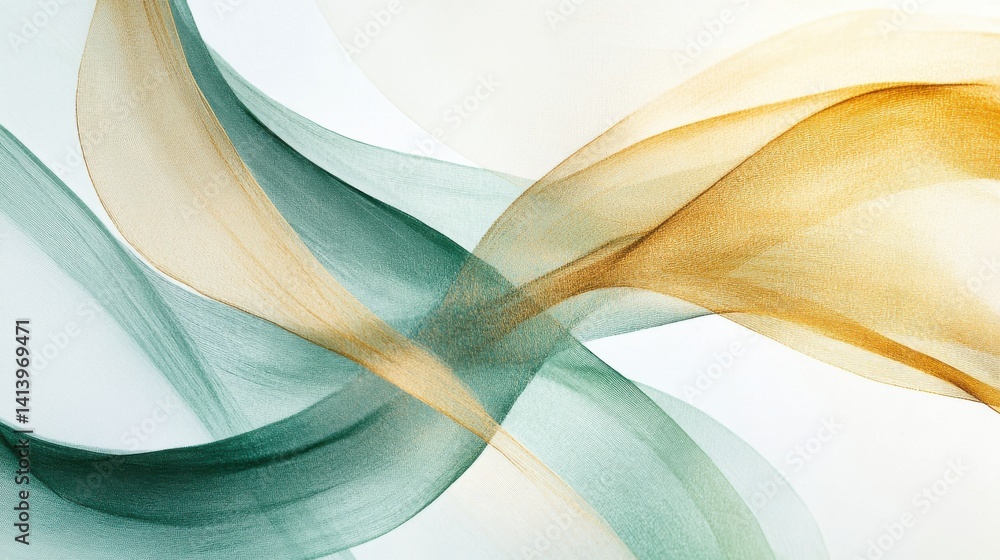 Poster elegant abstract background with flowing arcs in muted green and gold tones for modern design