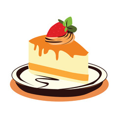 Slice of caramelcake with whipped cream 
