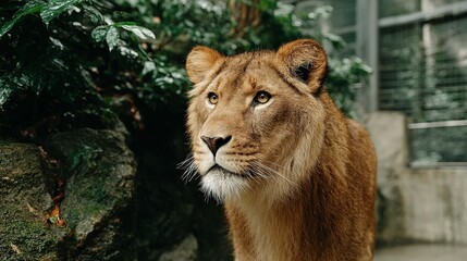 Obraz premium Majestic Lioness Close Up Wild Animal Portrait Zoo Nature Wildlife Photography