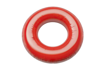 a vibrant red inflatable ring designed for leisure activities likely used for swimming or floating in water its glossy surface and circular shape make it visually appealing and functional for summer f