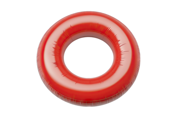 a vibrant red inflatable ring designed for leisure activities likely used for swimming or floating in water its glossy surface and circular shape make it visually appealing and functional for summer f
