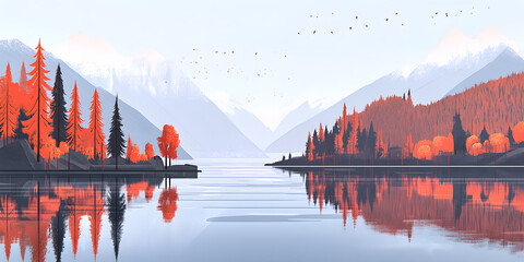 Fototapeta premium water, lake, sky, landscape, sunset, river, nature, city, night, mountain, sea, clouds, reflection, boat, bridge, evening, travel, fog, dusk, summer, harbor, sunrise, harbour, morning, tourism