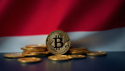 bitcoins on indonesian background