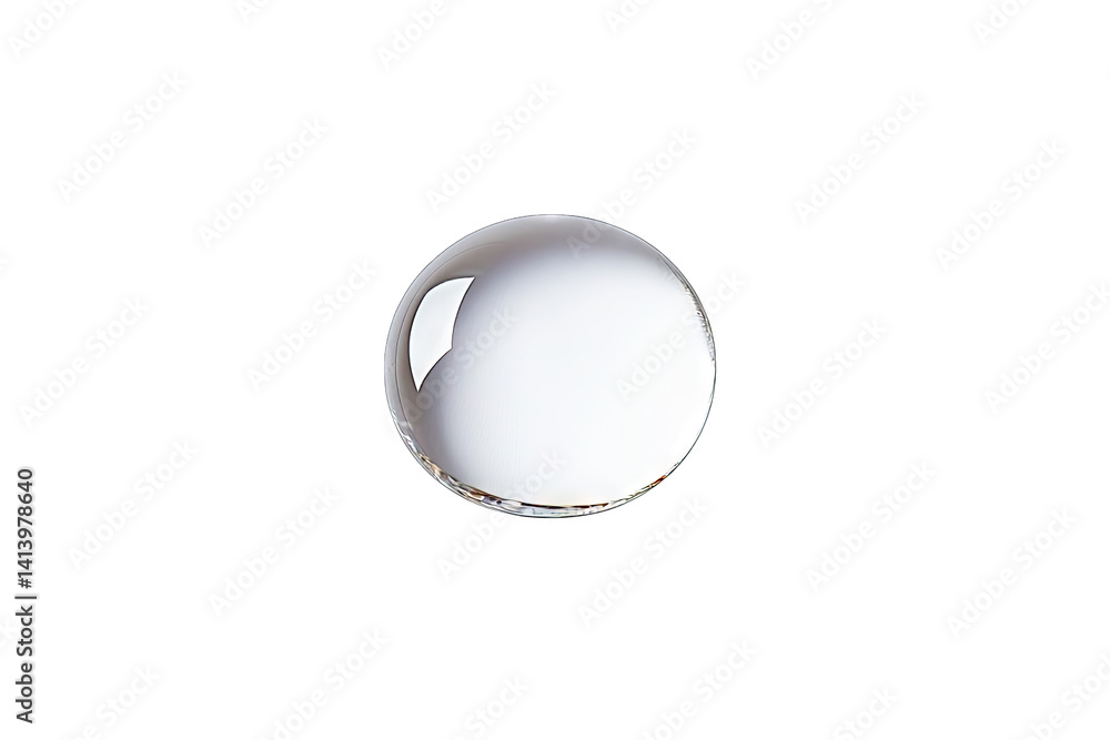 Poster a clear droplet of water rests on a smooth white surface showcasing its round shape and reflective p