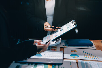 Business analyze,Close up Business people meeting to discuss the situation on the market. Business...