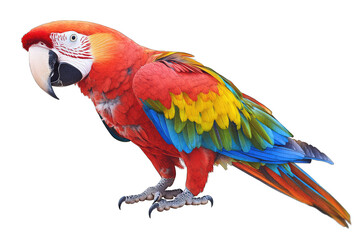 Obraz premium a vibrant macaw parrot with striking red yellow and blue feathers showcasing its colorful plumage and unique features ideal for educational content or wildlife representation