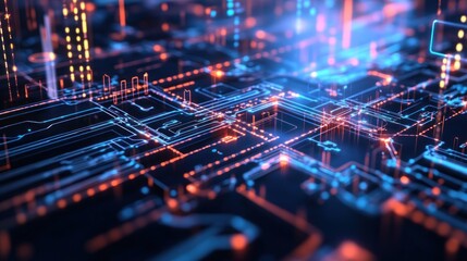 Obraz premium Abstract digital circuit network
