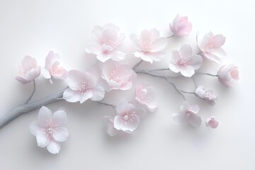 Naklejka premium Beautiful soft pink blossom flowers on a branch floral spring design isolated on white background