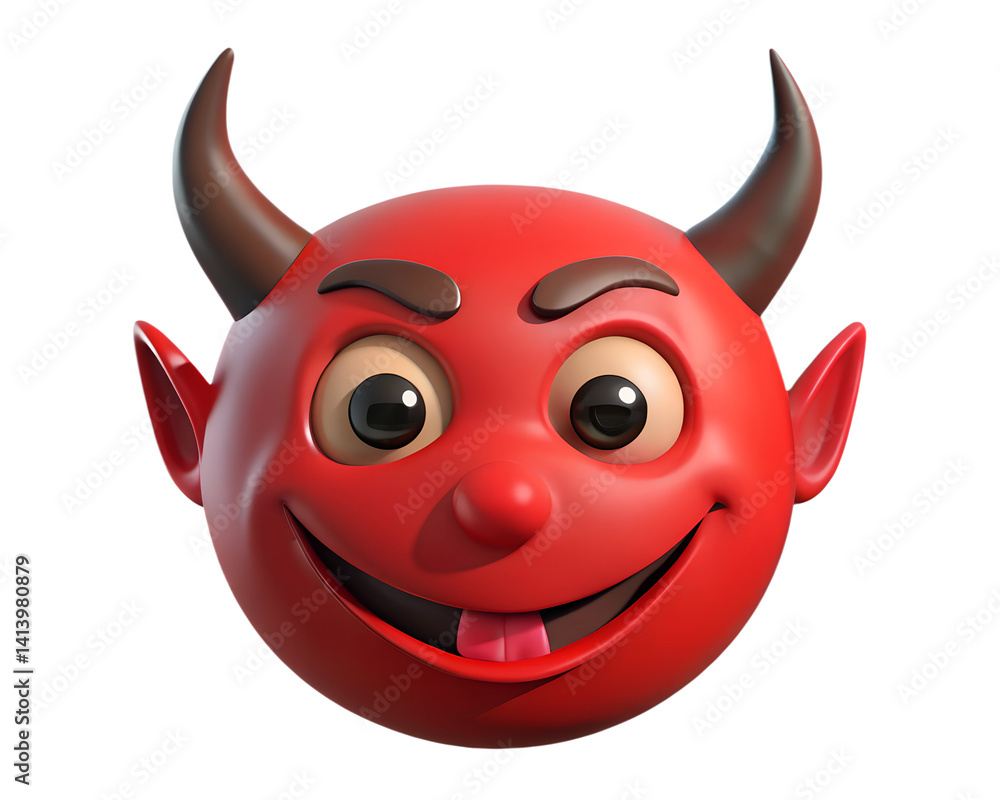 Aufkleber 3d render of a red devil emoji with a mischievous expression