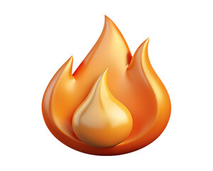 Obraz premium 3d rendered fire flame icon with orange and yellow colors high quality 3D Isolated on white&nbsp;background