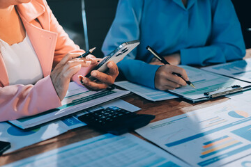 Business analyze,Close up Business people meeting to discuss the situation on the market. Business...