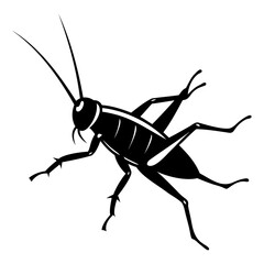 Vector silhouette of a cricket insect, design is clean and minimalist isolated on transparent background